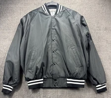 Vintage Auburn Sportswear Black Satin Bomber Xl Blank Snap Closure USA