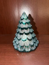 Mikasa Winter Dreams Green Frosted Christmas Tree Tea Light Candle Holder
