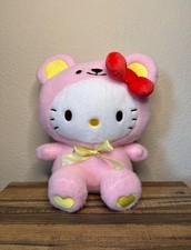 Hello Kitty Pink Bear Costume Plush Toy Wool Boa Bear 11.8 IN ROUND1 EXCLUSIVE