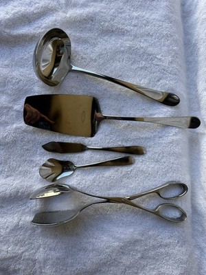 Stainless Steel Silver 5-Piece Serving Utensils Set: Ladle Spoon Fork Spatula