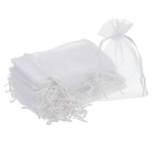 50pcs Organza Bags 4x6 Inch Drawstring Favor Pouches Sheer Mesh Bag White