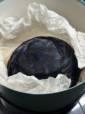 Antique 1920s Gibbe Flapper Style Peacock Black Feather Women's Hat Great Gatsby