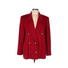 Jaeger Vintage Red Double Breasted Wool Blazer Jacket With Gold Buttons Sz 14