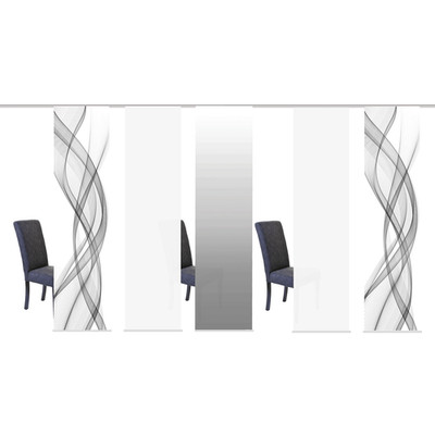 5-teiliges Schiebevorhang-Set FERROL - grau - je 60x245 cm blickdicht