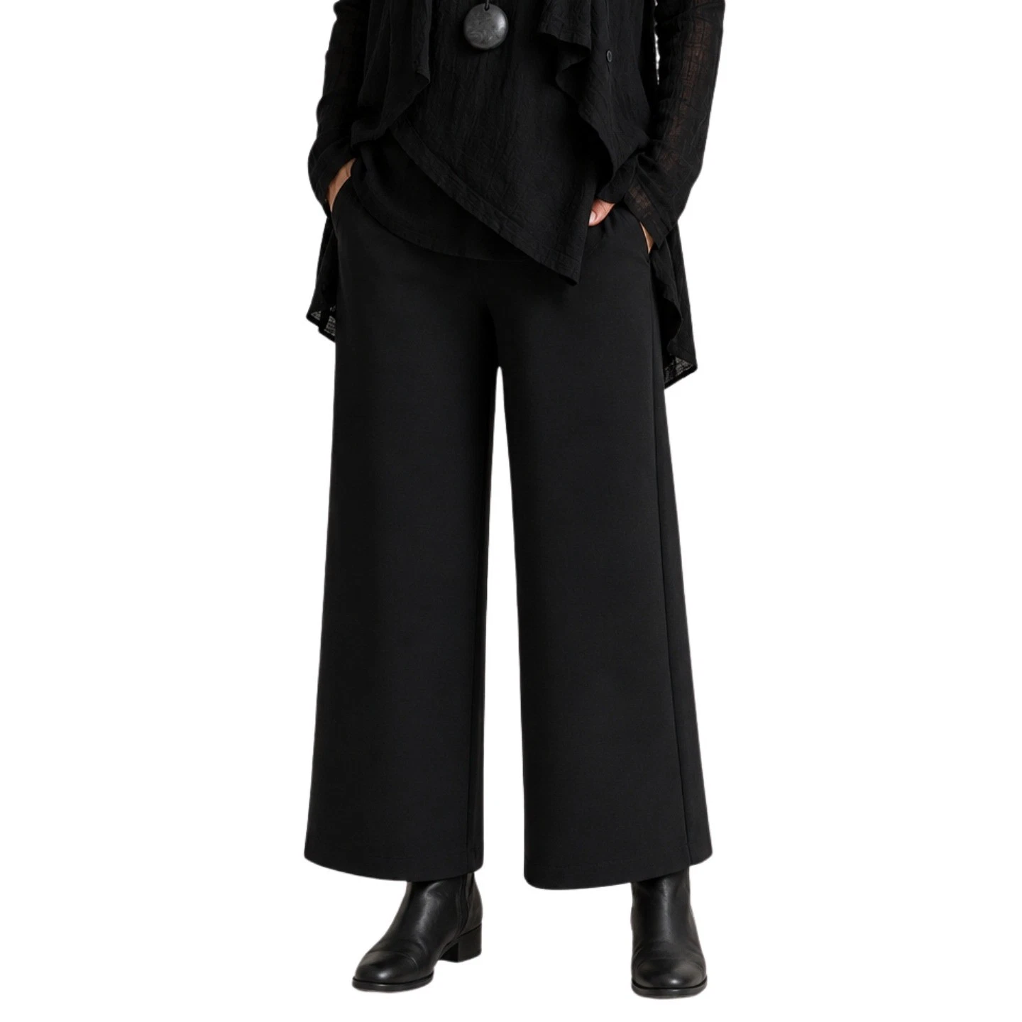 Bryn Walker Pants Womens Large Black Wide Leg Modal Stretch Pull On Lagenlook