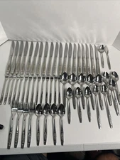 Oneida Deluxe Distinction Rose Pendant Stainless Steel Flatware 56 Pieces