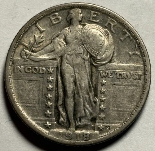 1918 Standing Liberty Quarter — Ch. XF+ Condition 🔥 Original Surfaces
