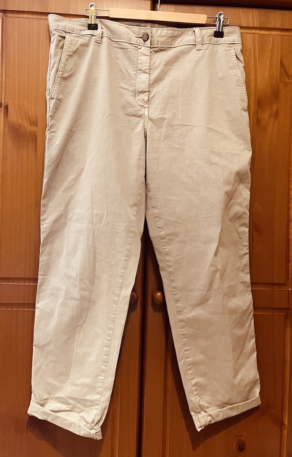 M&S Collection Natural Beige Stretch Canvas Lightweight Chino Jeans UK14 L28