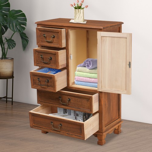 5 Drawers Dresser for Bedroom Wood Chest of Drawers Rustic Dressers Organizer - Picture 20 of 20