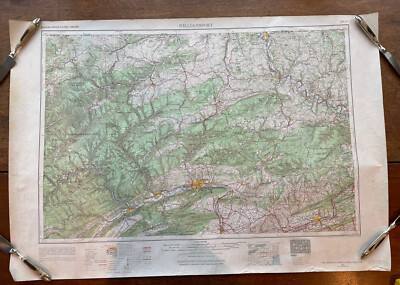Vtg Map Williamsport PA Tioga Potter Bradford Lycoming Sullivan County 1962