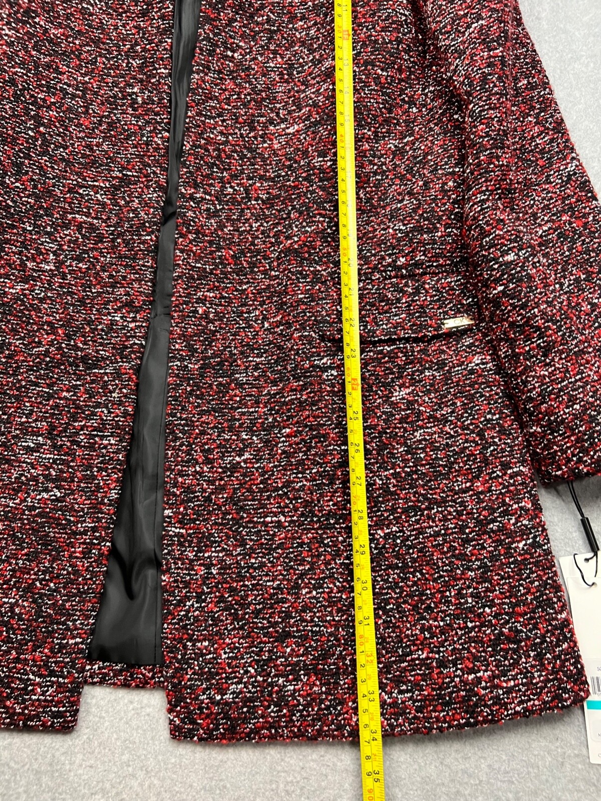 70s Calvin Klein Tweed Long Coat Jacket Womens Plus 16W Marble Winter Classy * thumbnail 8