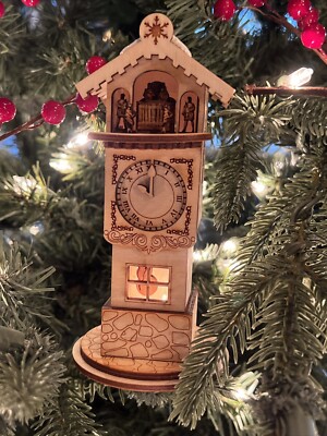 Ginger Cottages Wooden Christmas Ornament ~ GINGER CLOCK TOWER ~ #GC109/MIB