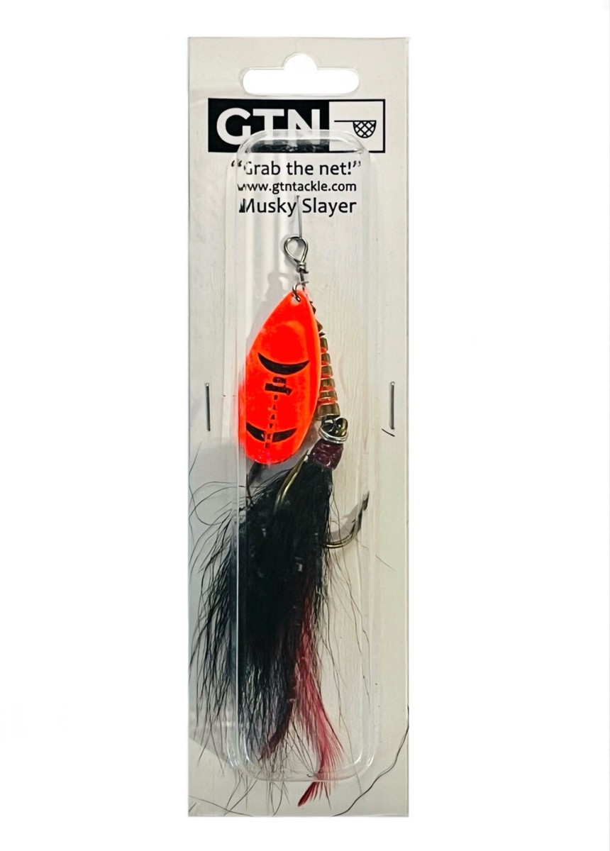 GTN Musky Slayer Single Fishing Lure, Black/Hot Orange with