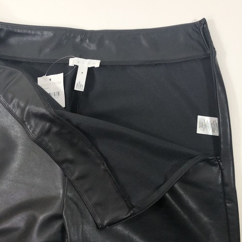 Leith Leggings Pants Black High Rise Faux Leather Side Zip Women’s Medium M - Picture 3 of 5