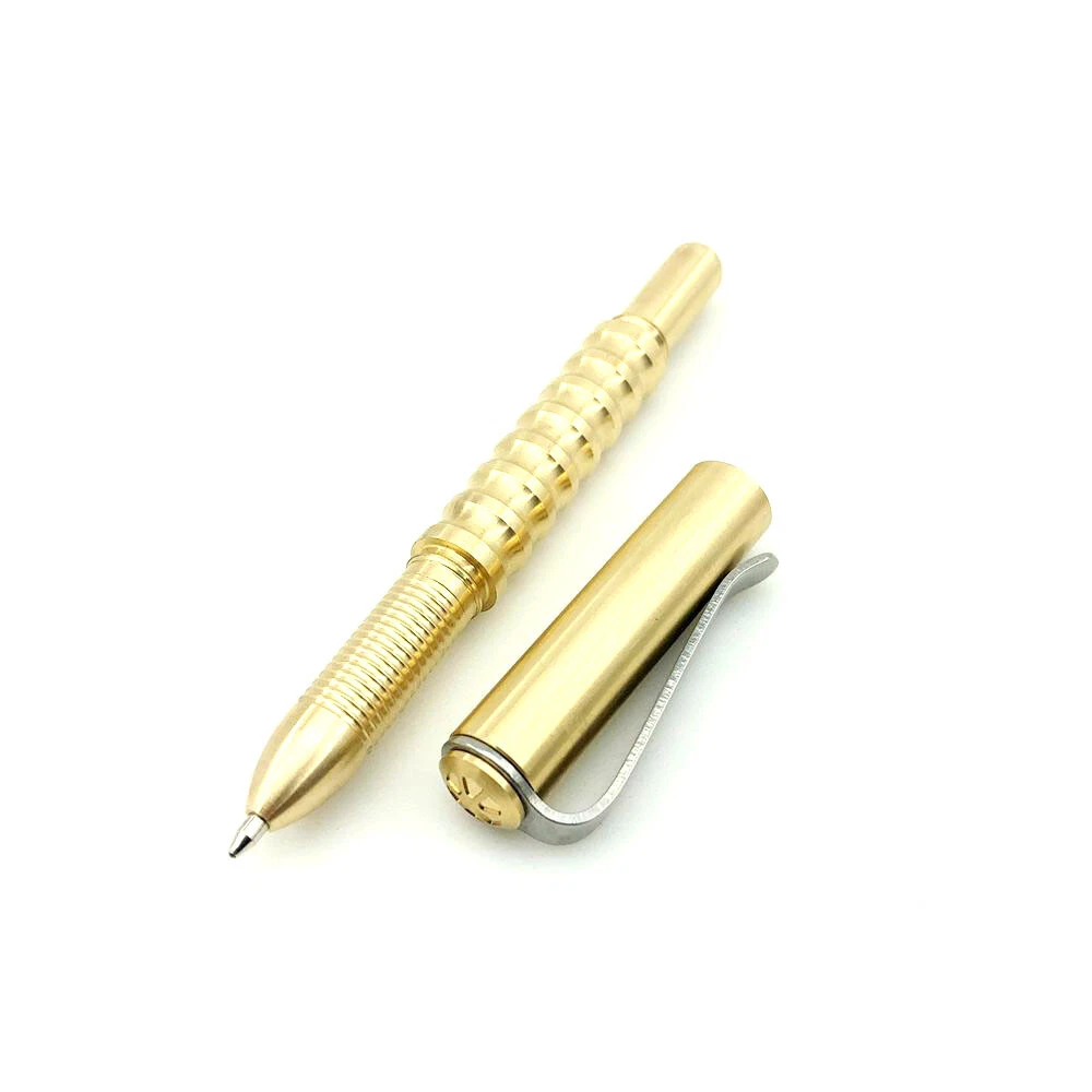 Brass Handmade Tactical Signature Pen Ballpoint Pen with Clip EDC Pocket Tools