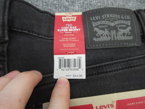 Levis 720 Jeans Girls 14 Reg Black High Rise Super Skinny (FITS 26x27.5) NEW - Picture 5 of 21