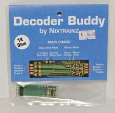 NixTrainz Decoder Buddy Main Board 1K Ohm for 8 Output Decoders NEW