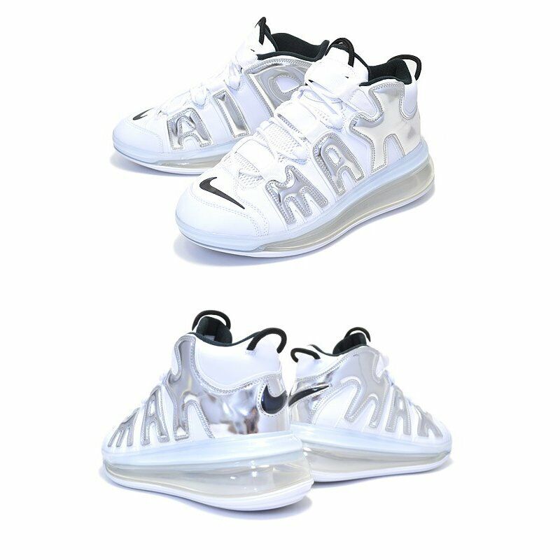 Nike Air More Uptempo 720 QS 1 White Chrome Black BQ7668-100 Men’s US 12  Shoes