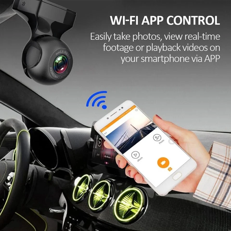 170° WiFi Dash Cam Grabadora Cámara Coche HD 1080P Coche DVR Vehículo Video Sensor G Foto 3 de 4