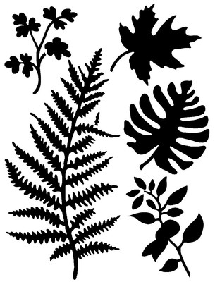 Really Great Stencils, Leaf Set 2, 5x6.5'' Stencil, Layering, Leaves, Fern, Maple