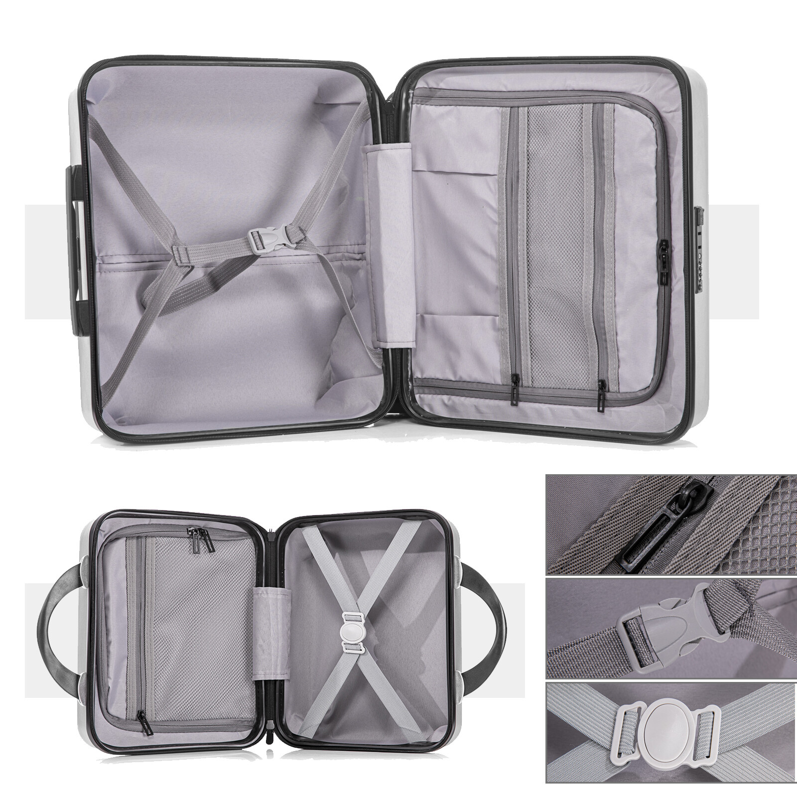 ZNTS 2 Piece Travel Luggage Set Hard shell Suitcase with Spinner Wheels 18