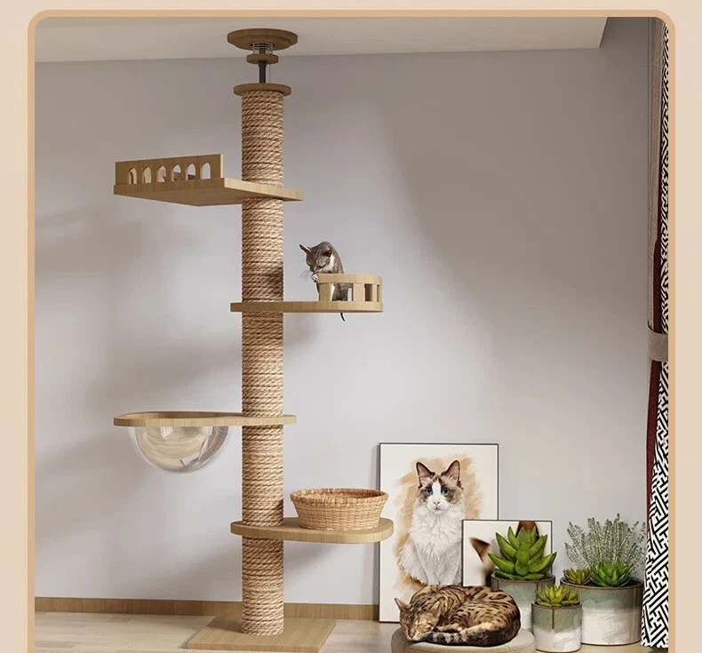 Adjustable Cat Tower Floor to Ceiling Condo With Scratching Post - Image 3 of 4