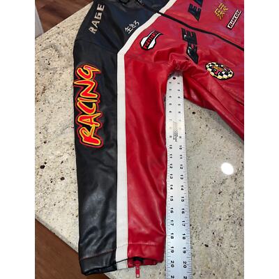 Y2K Japanese Barcode Cup Champion Racing Leather Jacket Size 2XL