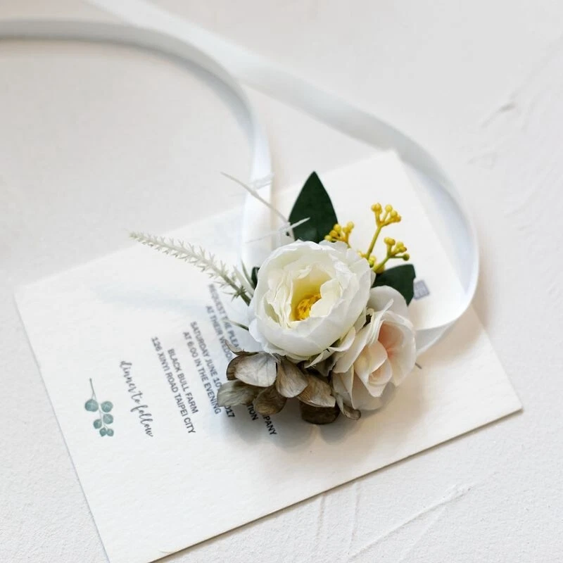 Bride Retro Artificial Peony Wedding Wrist Flower Hydrangea Bridesmaid - image 2 of 4