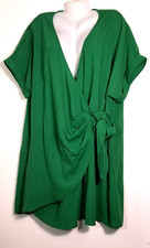 SHEIN WOMENS GREEN SHORT SLEEVE WRAP DRESS 3XL 26 PLUS SIZE