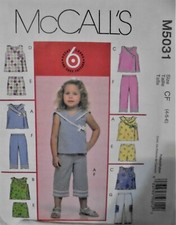 McCall's M5031 Girl's Tops/Shorts/Capri Pants Pattern-Size 4-5-6 New/FF Rel. '06