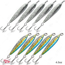 10pcs Fish WOW!® 4.5oz Fishing Mega Metal bait Live luna Jig Black Blue Sardine