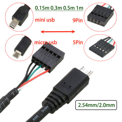 PC Motherboard 2.54mm 5Pin / 9Pin to mini USB / Micro USB / Type-C Cable Adapter