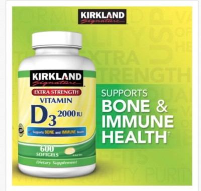 Kirkland Signature Vitamin D 2000IU D3 - 600 Softgels - Expiration 06/2026