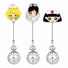 FOB Nurse Watch Cute Cartoon Brooch Clip-on Stretchable Quartz Analog Watch
