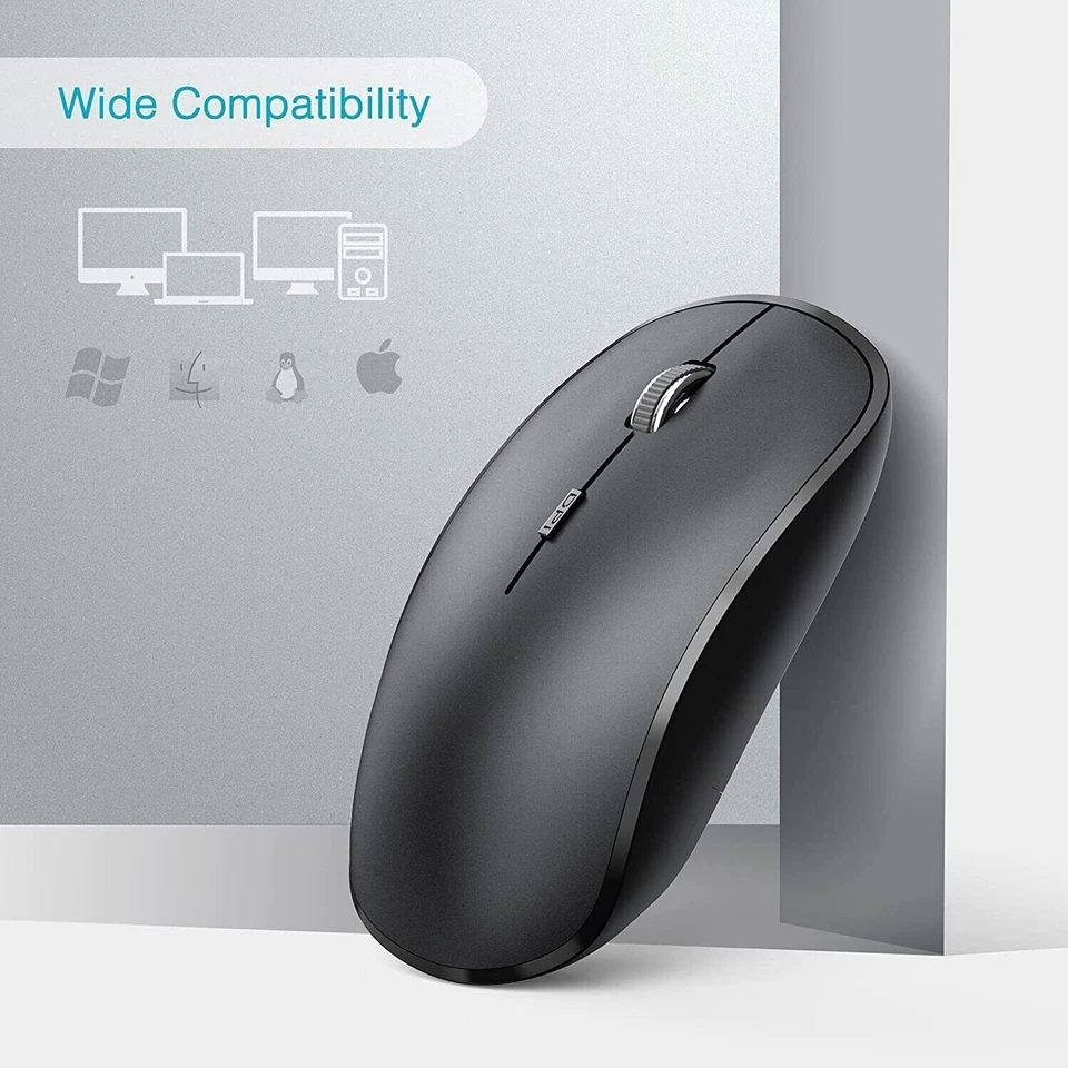 BLACK WIRELESS CORDLESS 2.4GHz MOUSE USB DONGLE OPTICAL SCROLL FOR PC LAPTOP MAC - Image 2 of 4