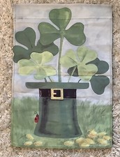 St Patricks Day Green Shamrock Hat Lady Bug House Garden Home Flag 12" x 15"