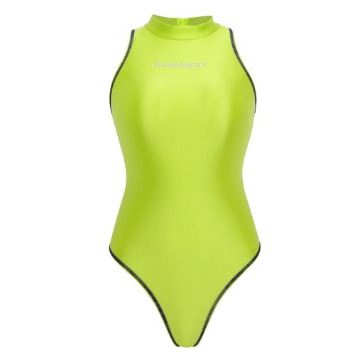 AMORESY Women's Satin Glossy Surfing Swimwear Competitive Swimsuit Bademode - Picture 18 of 27
