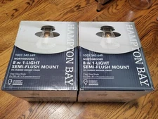 (1) NIOB Hampton Bay Northmoore 8" Semi-flush Mount Light, Oil Rubbed Bronze