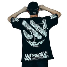 Niepce Men's Cyberpunk Graphic Tee Half Sleeves Streetwear T-shirt