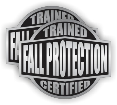 pair - Fall Protection Trained Certified Hard Hat Decals Helmet Safety Stickers