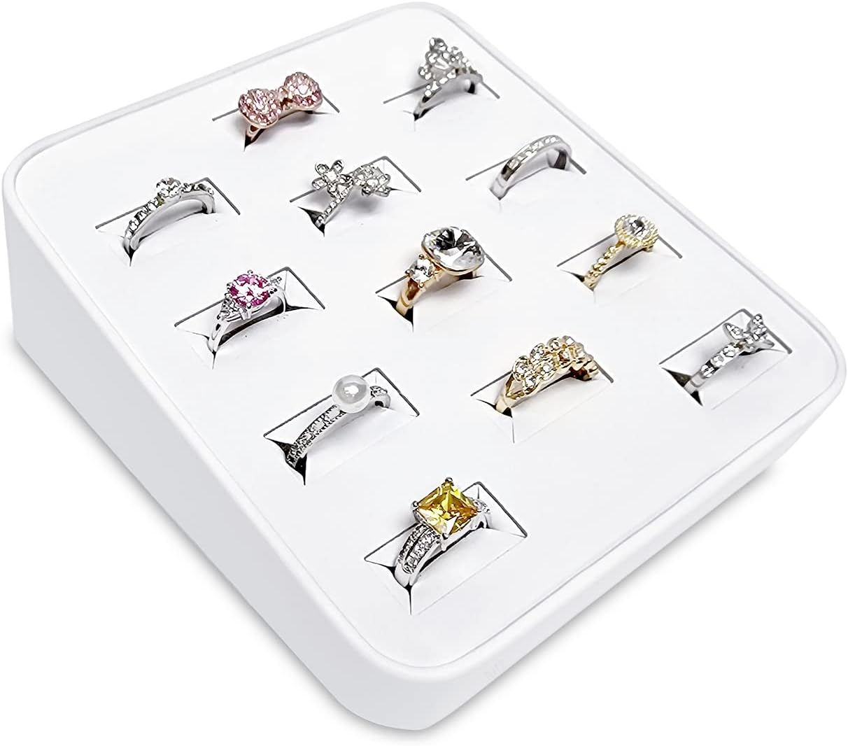12 Slots Ring Tray Display, Slotted Ring Showcase Display Jewelry Organizer, Jew