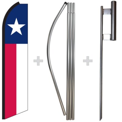 Texas State 15' Tall Swooper Flag & Pole Kit Feather Super Bow Banner