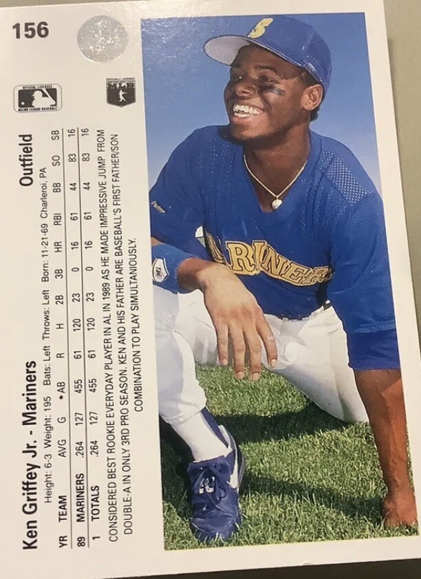 KEN GRIFFEY JR. 1990 Upper Deck #156Mariners RARE SPELLING ERROR CARD - Photo 2 sur 2
