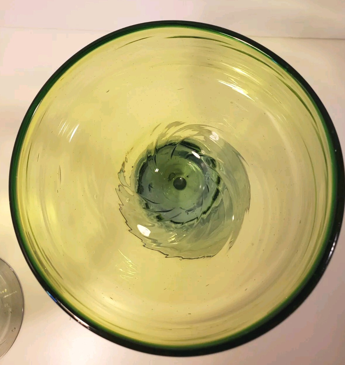 Margarita Cocktail Glasses Hand-blown Green With Blue Stem Heavy Set Of 2