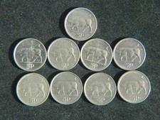 NINE IRISH IRELAND 5 PENCE COINS VARIOUS YEARS