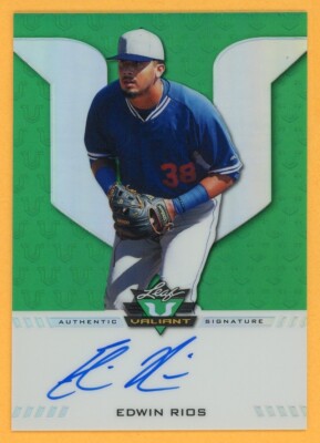 EDWIN RIOS 2017 Leaf Valiant Green Autograph Rookie On-Card AUTO SER ...