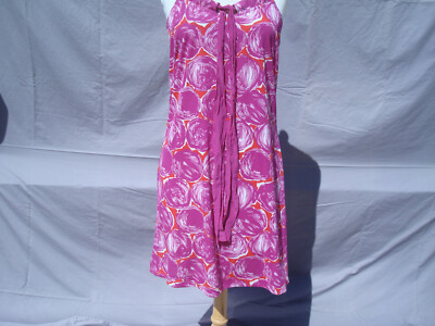 Tory Burch Hot Pink Orange Big Circles Sleeveless Women's Flare  Dress XS & S