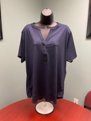 Sport-Tek Ladies 2X Endeavor Henley Dark Royal Heather Shirt