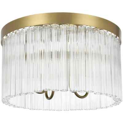 Flush Mount Chandelier Ceiling Light Fixture Satin Gold Living Dining Room 16''