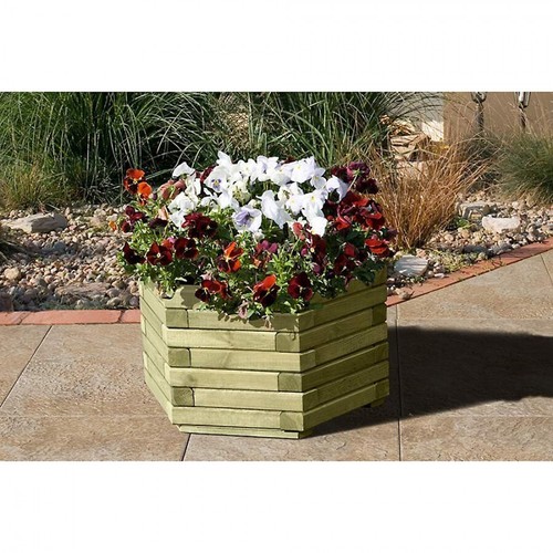 Pflanzkasten 6-eckig Ø 60 x 33 cm Blumenkasten Pflanzkübel aus Holz